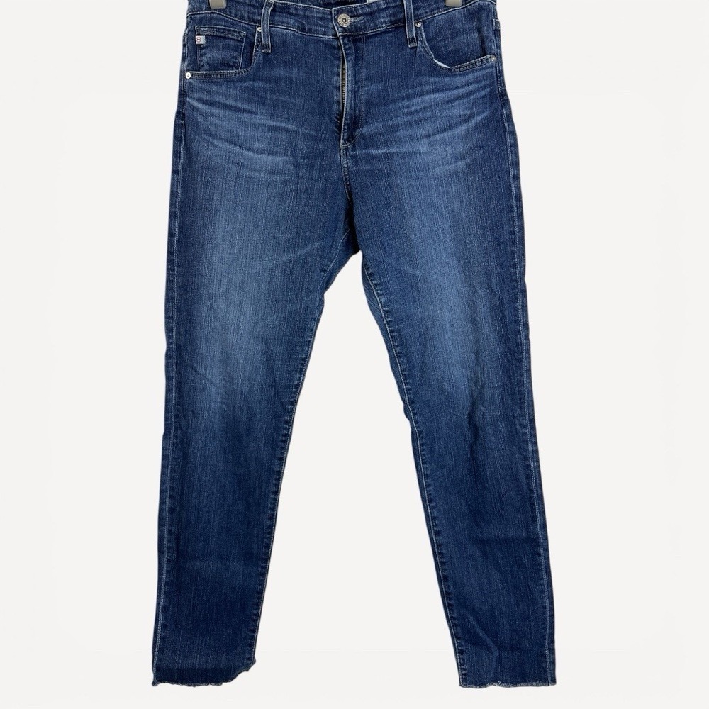AG Adriano Goldschmied Jeans‎ Womens 32R Blue Farrah Skinny Ankle Raw Hem Denim